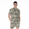 Beige Digital Camo Pattern Print Men's Romper