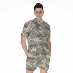 Beige Digital Camo Pattern Print Men's Rompers
