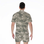 Beige Digital Camo Pattern Print Men's Rompers