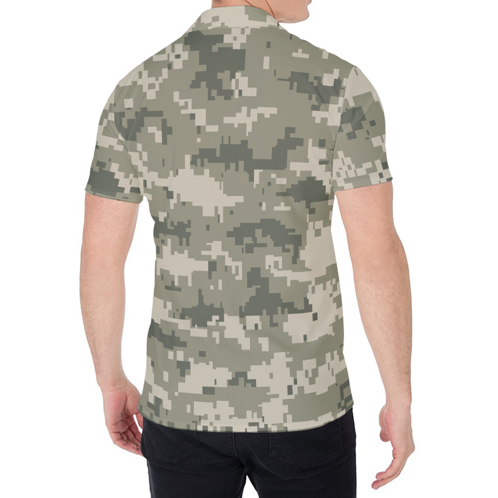 Beige Digital Camo Pattern Print Men's Shirt