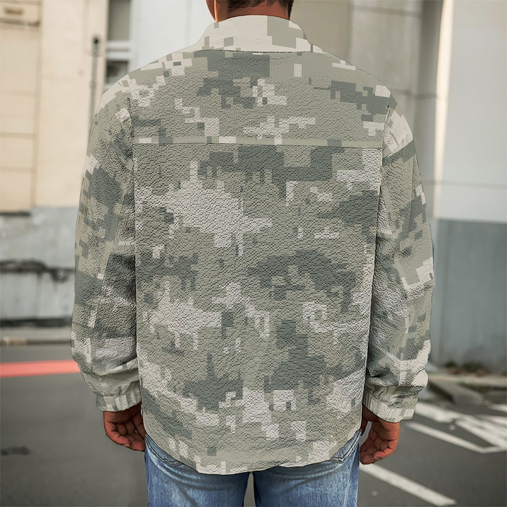 Beige Digital Camo Pattern Print Men's Shirt Jacket