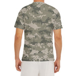 Beige Digital Camo Pattern Print Men's Short Sleeve Rash Guard