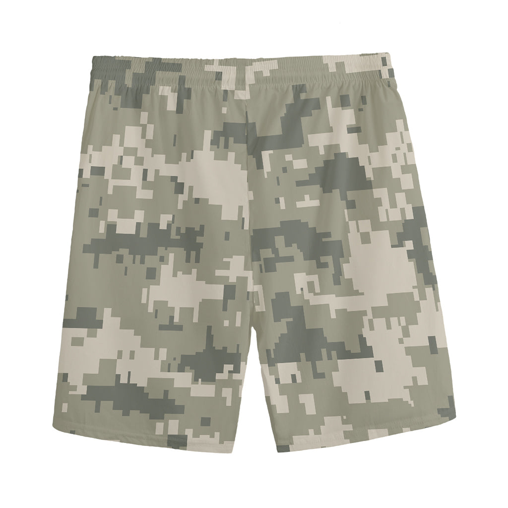 Beige Digital Camo Pattern Print Men's Sports Shorts