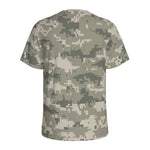 Beige Digital Camo Pattern Print Men's Sports T-Shirt