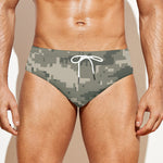 Beige Digital Camo Pattern Print Men's Swim Briefs