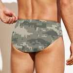 Beige Digital Camo Pattern Print Men's Swim Briefs