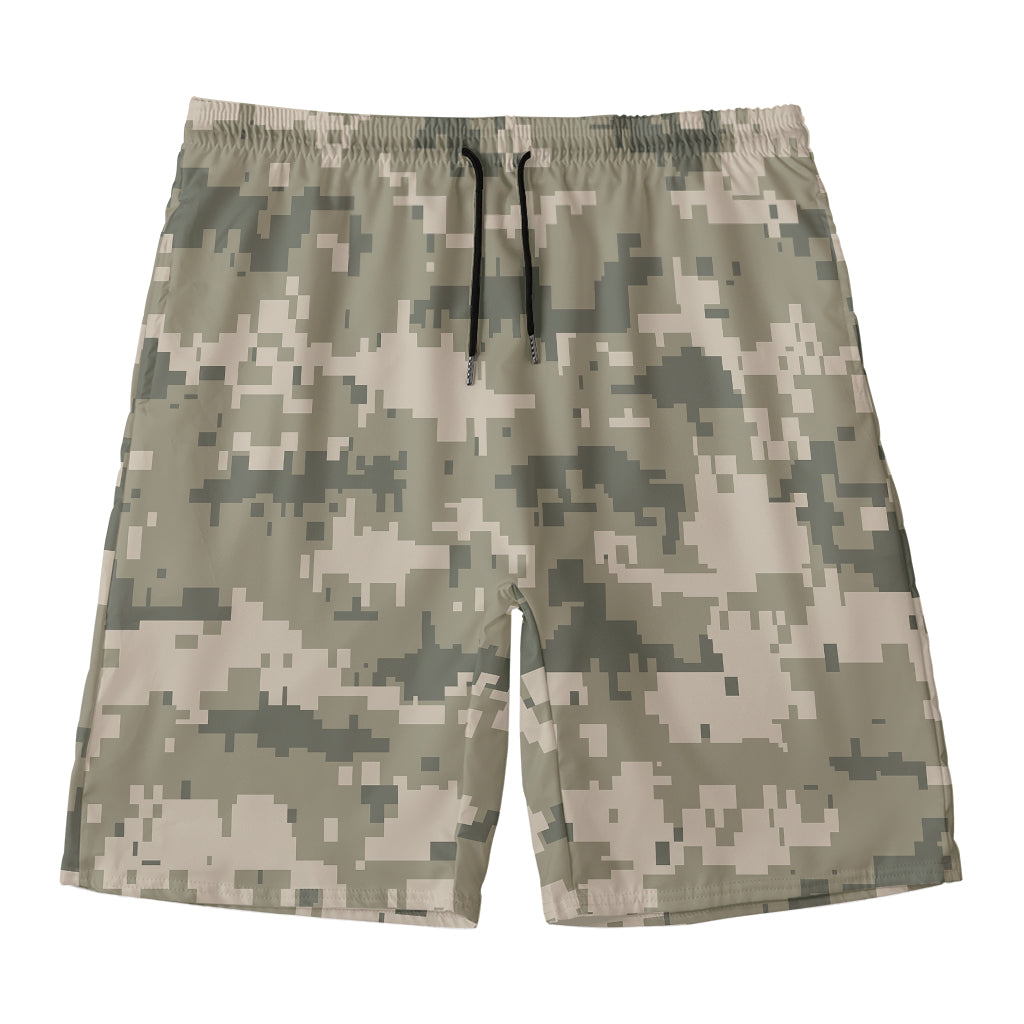 Beige Digital Camo Pattern Print Men's Swim Trunks