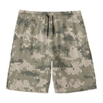 Beige Digital Camo Pattern Print Men's Swim Trunks