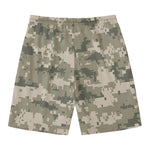 Beige Digital Camo Pattern Print Men's Swim Trunks