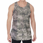 Beige Digital Camo Pattern Print Men's Velvet Tank Top