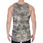 Beige Digital Camo Pattern Print Men's Velvet Tank Top