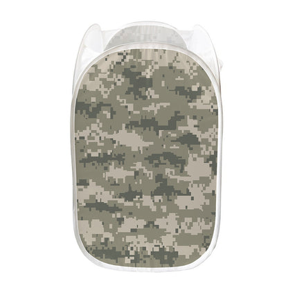 Beige Digital Camo Pattern Print Mesh Laundry Hamper