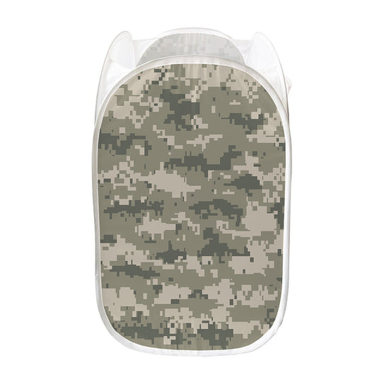 Beige Digital Camo Pattern Print Mesh Laundry Hamper
