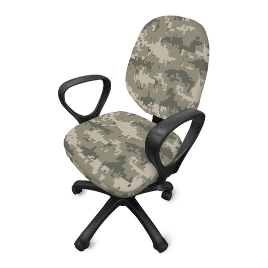 Beige Digital Camo Pattern Print Office Chair Cover