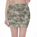 Beige Digital Camo Pattern Print Pencil Mini Skirt