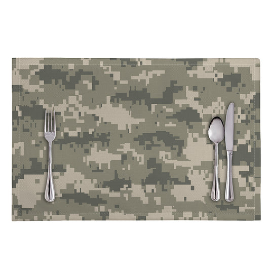 Beige Digital Camo Pattern Print Placemat