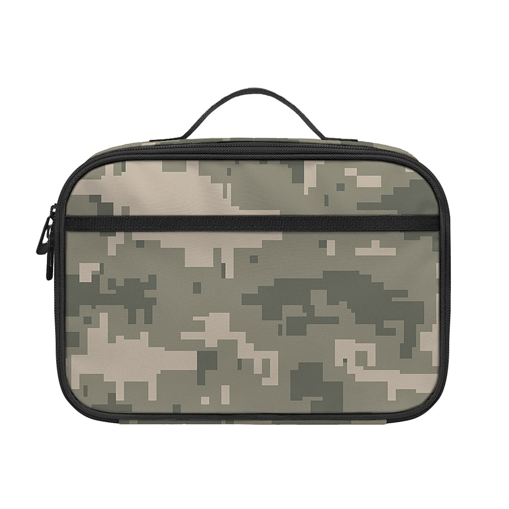 Beige Digital Camo Pattern Print Portable Lunch Bag