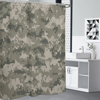 Beige Digital Camo Pattern Print Premium Shower Curtain