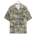 Beige Digital Camo Pattern Print Rayon Hawaiian Shirt
