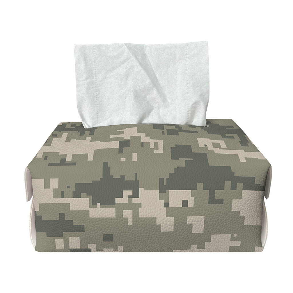 Beige Digital Camo Pattern Print Rectangle Tissue Box Cover