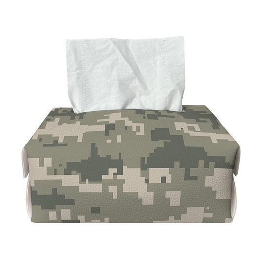 Beige Digital Camo Pattern Print Rectangle Tissue Box Cover