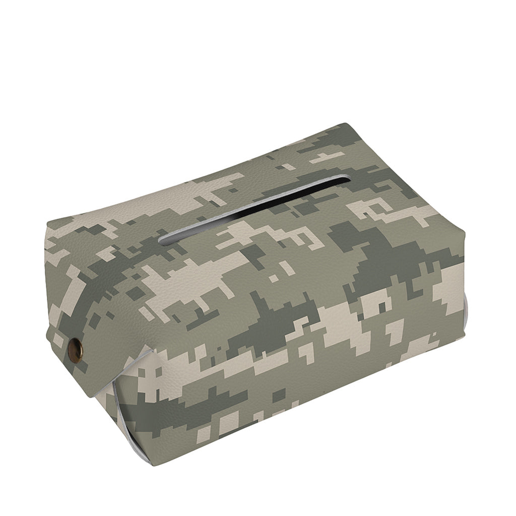 Beige Digital Camo Pattern Print Rectangle Tissue Box Cover