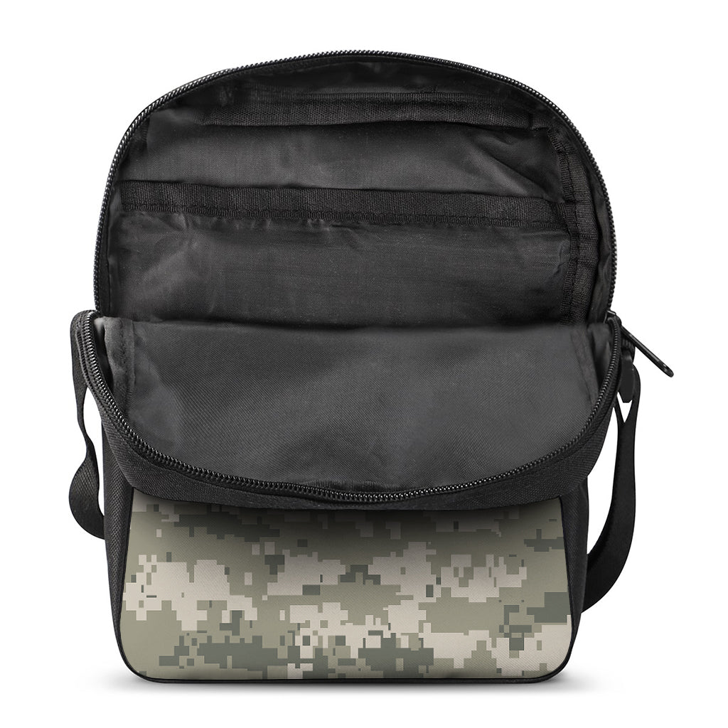Beige Digital Camo Pattern Print Rectangular Crossbody Bag