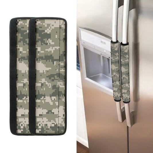 Beige Digital Camo Pattern Print Refrigerator Handle Covers
