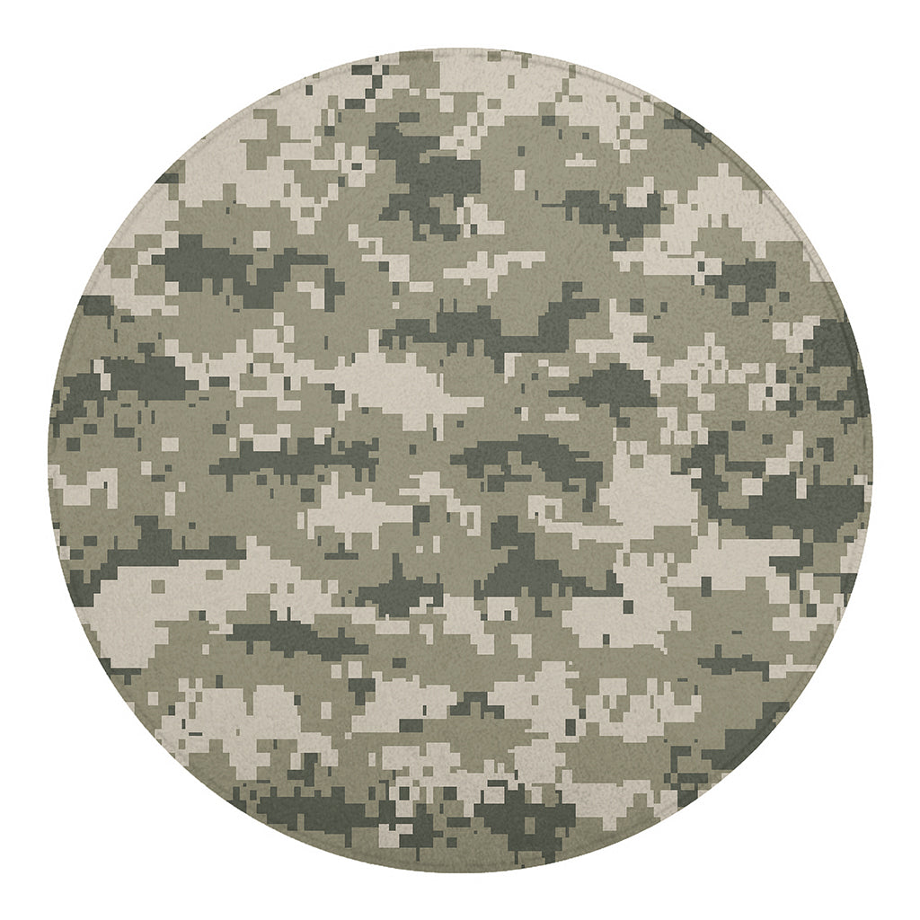 Beige Digital Camo Pattern Print Round Blanket