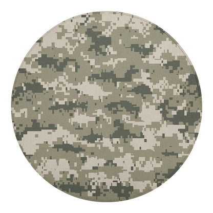 Beige Digital Camo Pattern Print Round Blanket