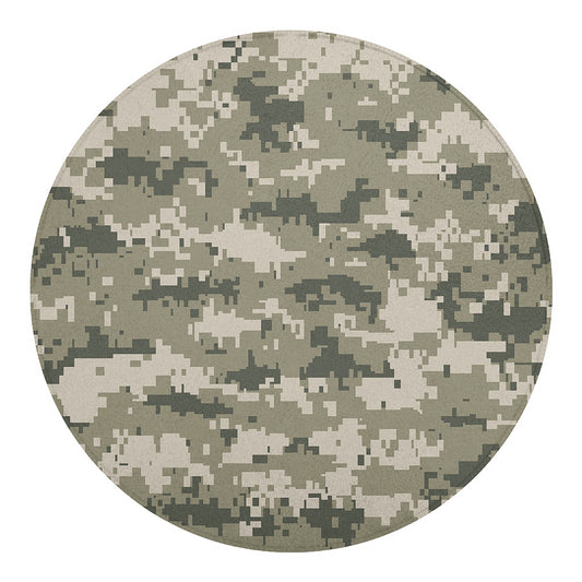 Beige Digital Camo Pattern Print Round Blanket