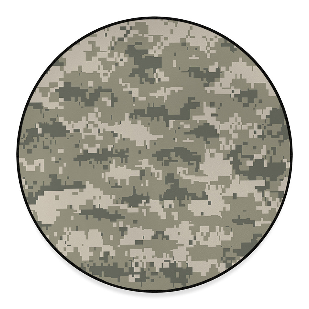 Beige Digital Camo Pattern Print Round Floor Mat