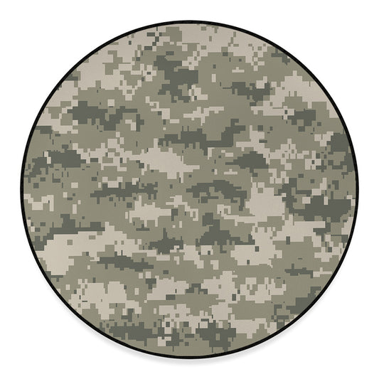 Beige Digital Camo Pattern Print Round Floor Mat