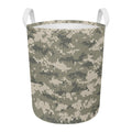 Beige Digital Camo Pattern Print Round Laundry Basket