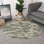 Beige Digital Camo Pattern Print Round Rug