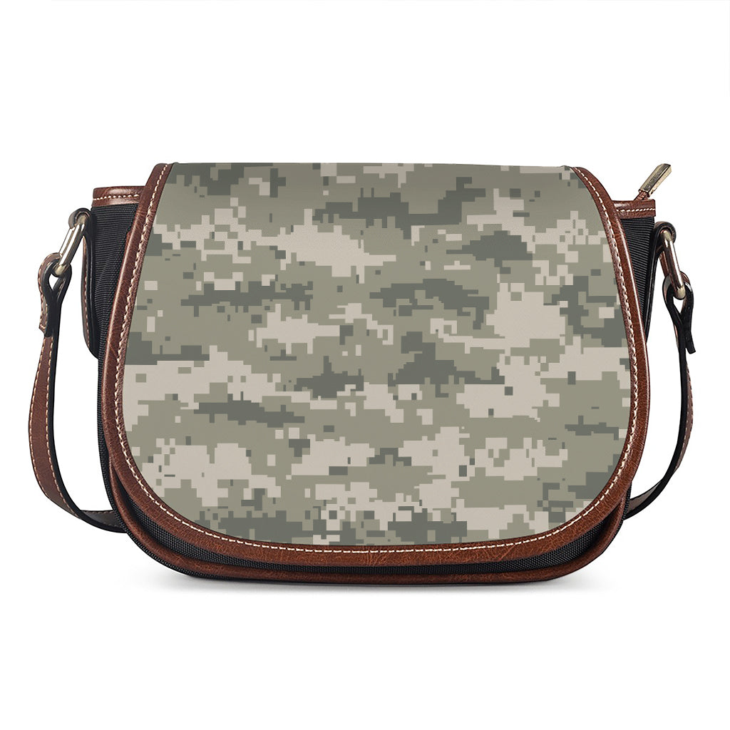 Beige Digital Camo Pattern Print Saddle Bag
