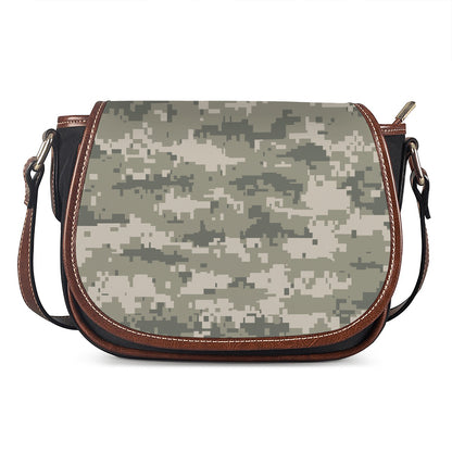 Beige Digital Camo Pattern Print Saddle Bag