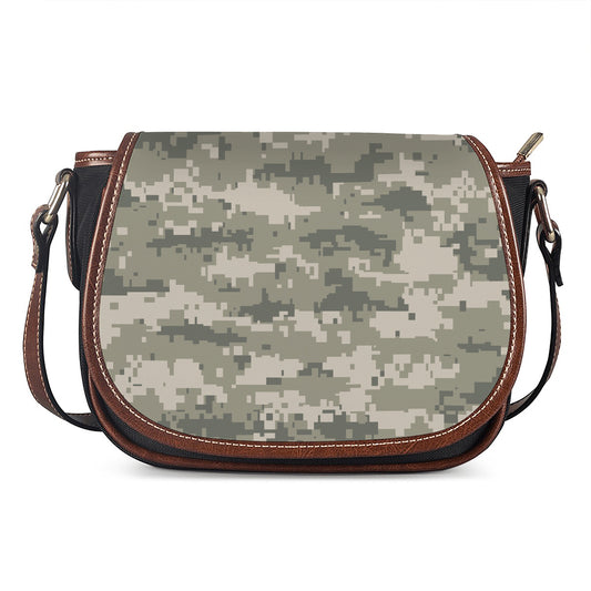 Beige Digital Camo Pattern Print Saddle Bag