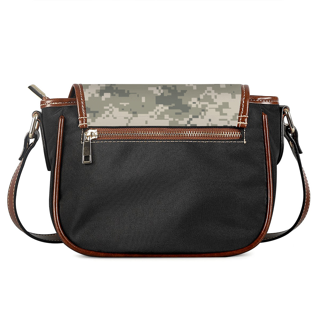 Beige Digital Camo Pattern Print Saddle Bag