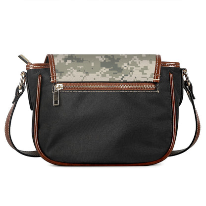 Beige Digital Camo Pattern Print Saddle Bag