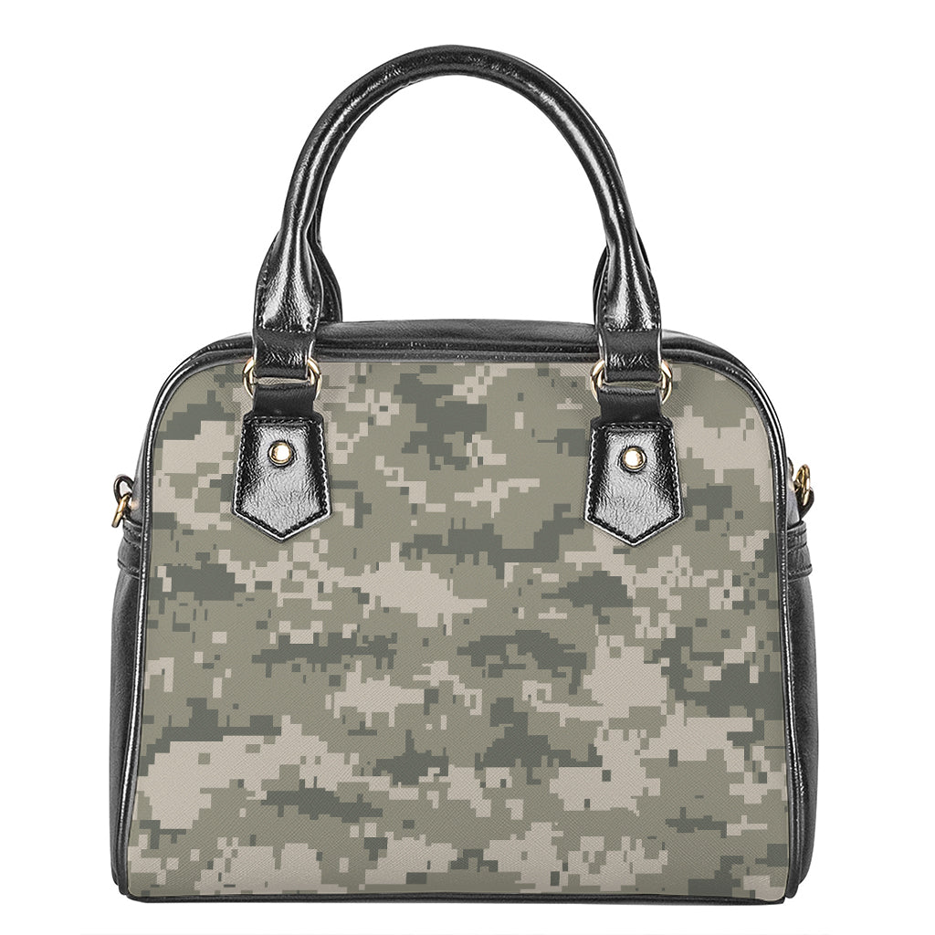Beige Digital Camo Pattern Print Shoulder Handbag