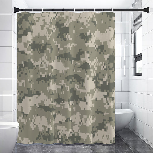 Beige Digital Camo Pattern Print Shower Curtain