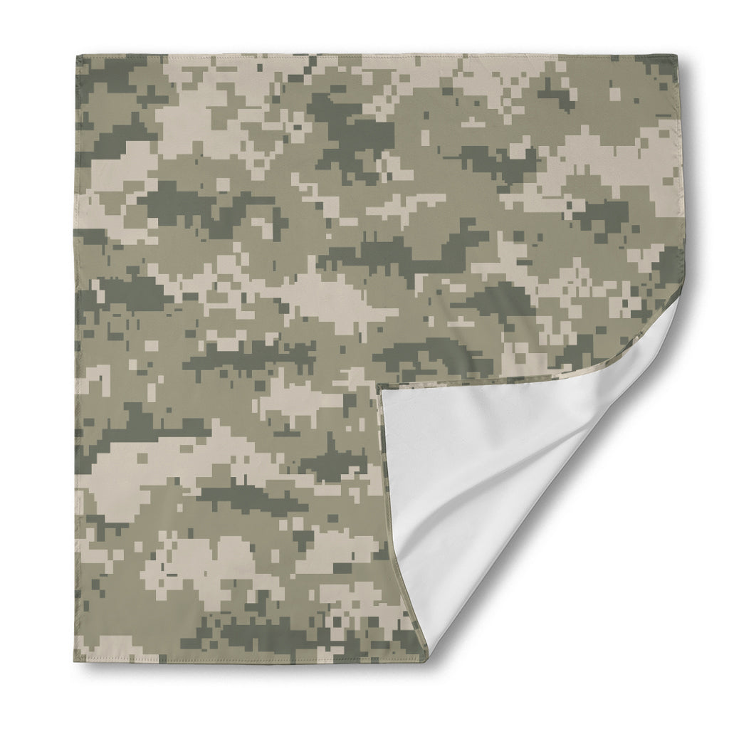 Beige Digital Camo Pattern Print Silk Bandana