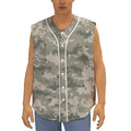Beige Digital Camo Pattern Print Sleeveless Baseball Jersey