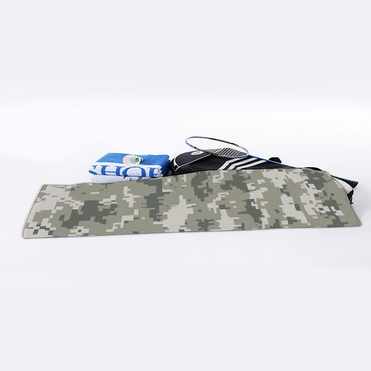 Beige Digital Camo Pattern Print Sports Towel