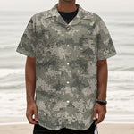 Beige Digital Camo Pattern Print Textured Short Sleeve Shirt