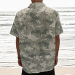 Beige Digital Camo Pattern Print Textured Short Sleeve Shirt