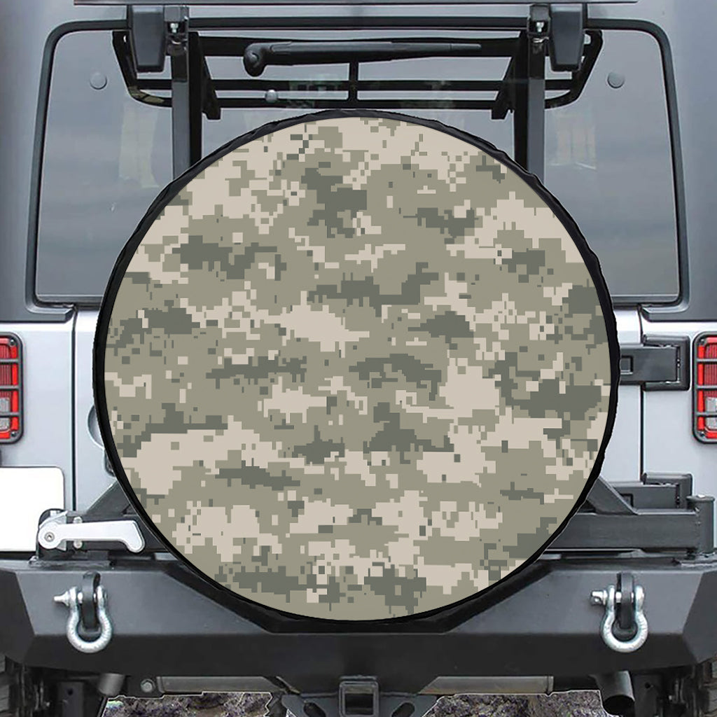 Beige Digital Camo Pattern Print Tire Cover
