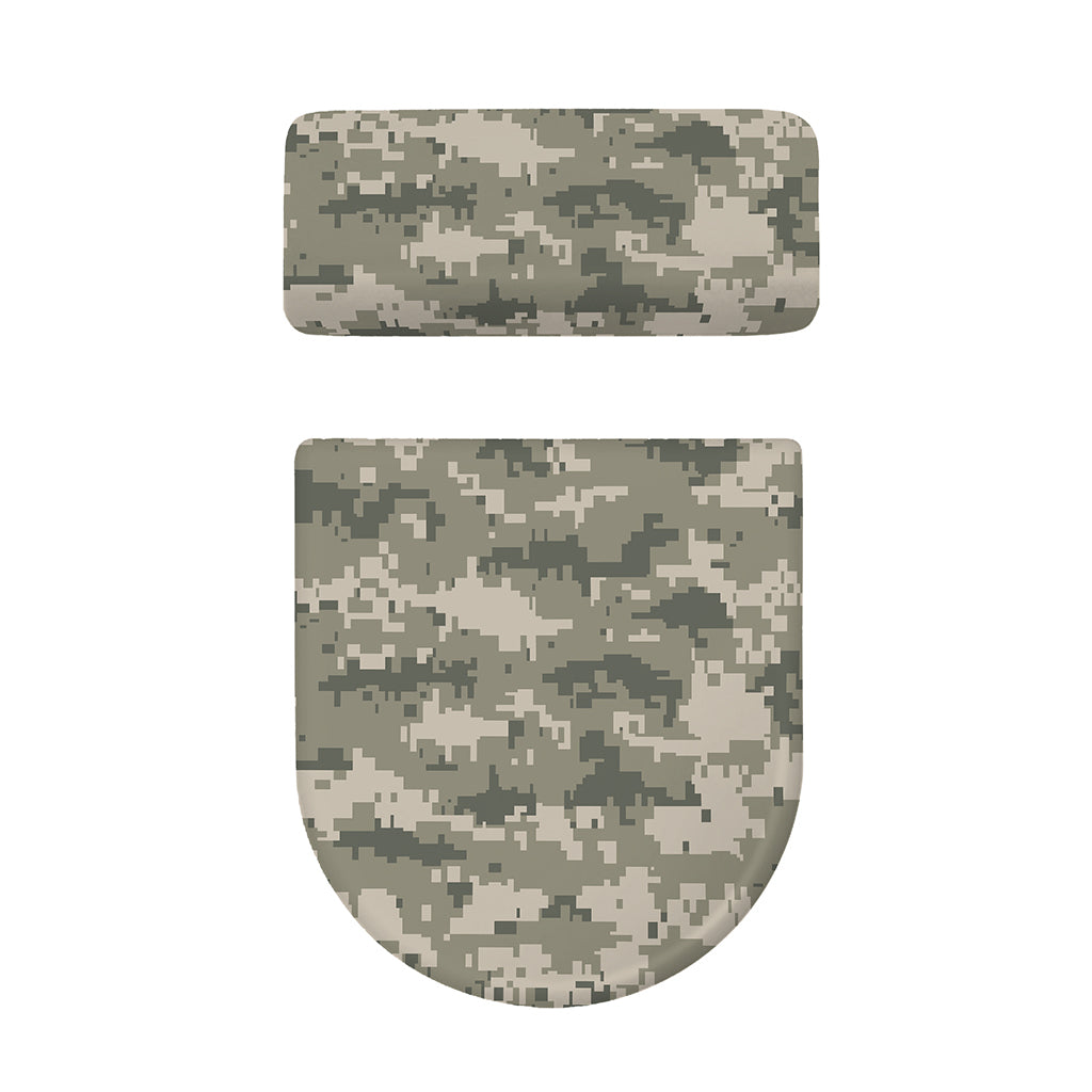 Beige Digital Camo Pattern Print Toilet Lid And Tank Cover Set