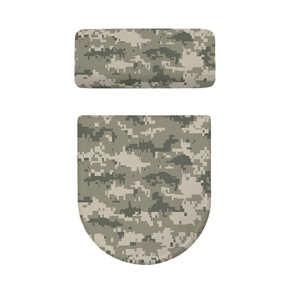 Beige Digital Camo Pattern Print Toilet Lid And Tank Cover Set